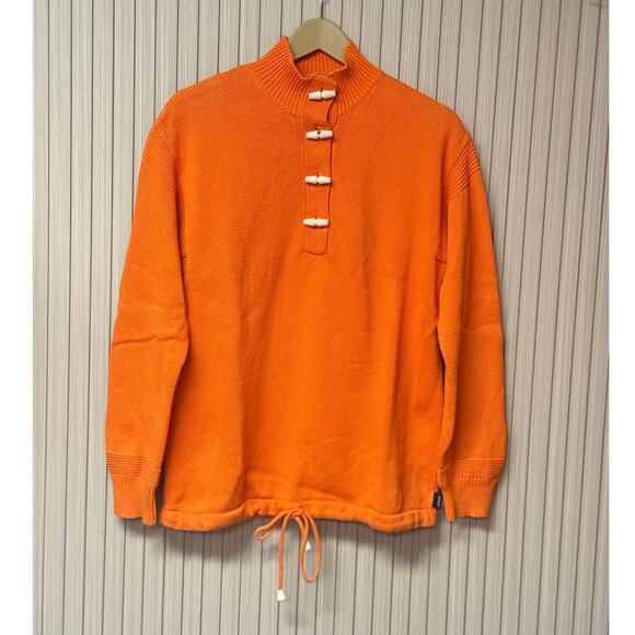 Ralph Lauren Men’s Henley Neck Knit Sweater 100%bCotton Orange Size L - Picture 1 of 11
